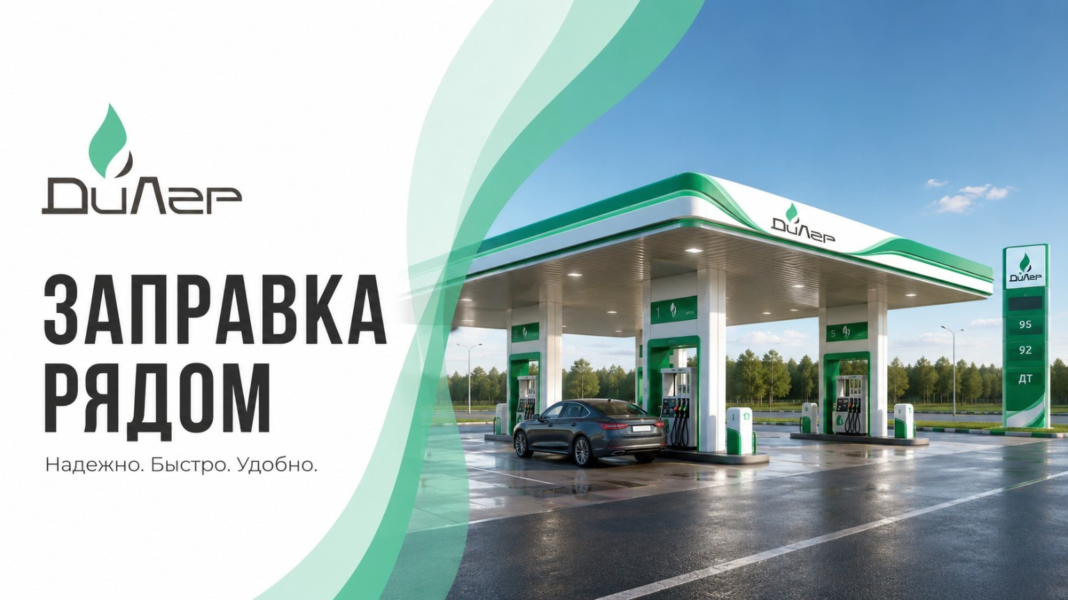 АЗС ДиЛер — заправка рядом. Надёжно. Быстро. Удобно.